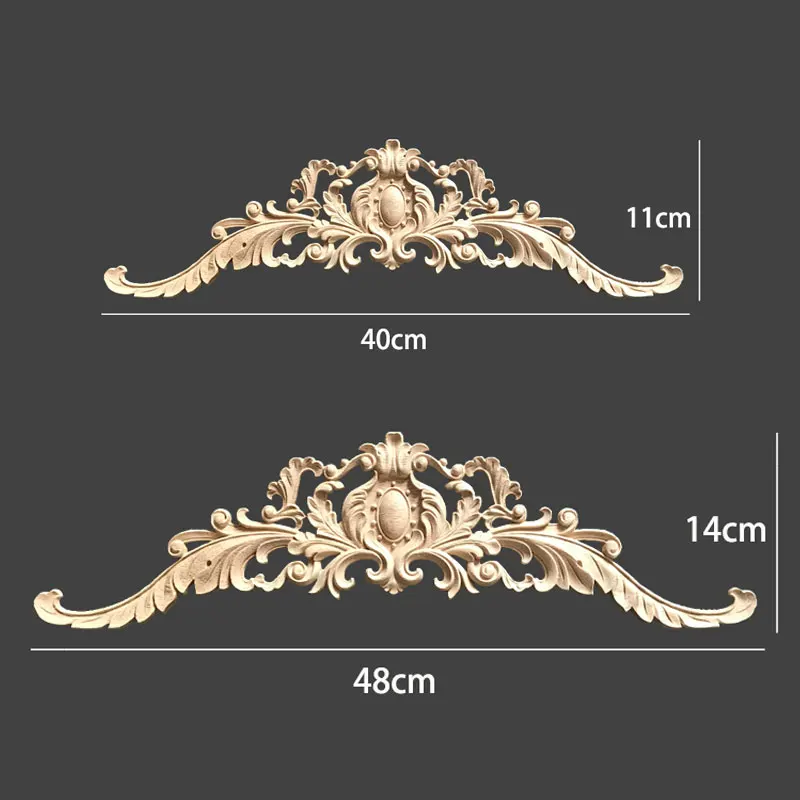 

2Pcs Wood Mouldings Carved Applique Onlay for Decor Furniture Decals Corner European Solid Wood Long Carved Flower Pattern Frame