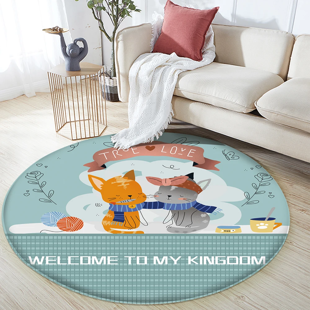 

Модный Детский ковер, нескользящий фланелевый ковер для безопасности детей, ковер для пары кошек с рисунком влюбленных, Детский ковер с руч...