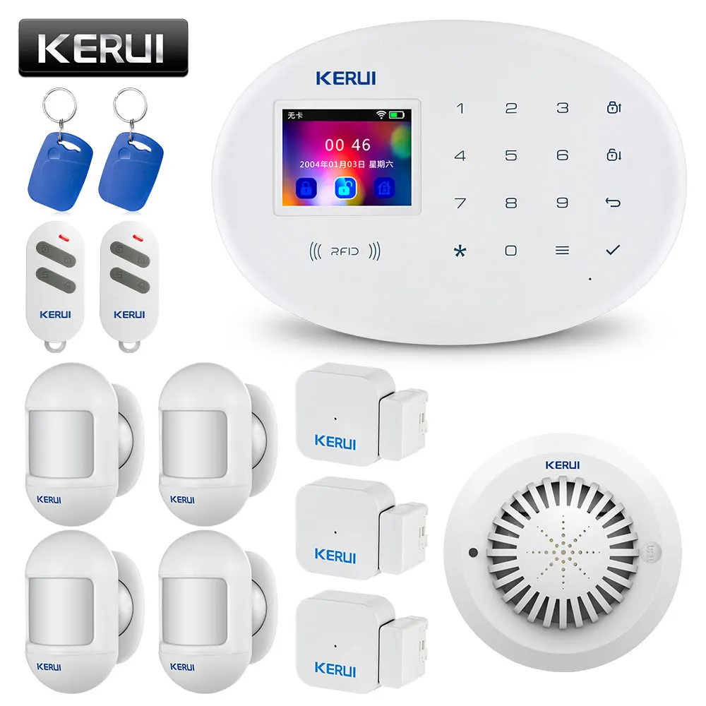 KERUI W20 2,4 дюймовый TFT сенсорный экран беспроводной дым умный дом wifi GSM охранная сигнализация Встроенная RFID карта охранная сигнализация