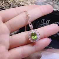 luxury green crystal geometry pendant necklace inlay oval aaa zircon fashion rose golden jewelry womens wedding engagement gift
