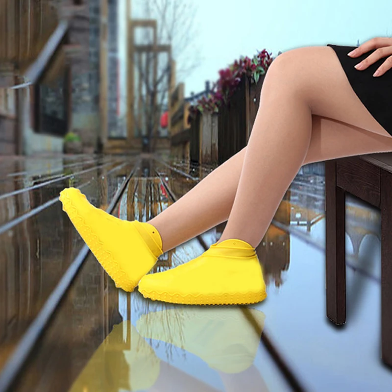 New Non-slip Reusable Shoe Covers Waterproof Silicone Rubber Boots Overshoes Unisex Solid Outdoor Camping Shoes Accessories