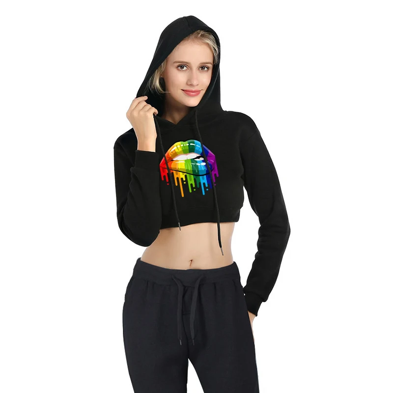 2021 толстовки женский Модный повседневный укороченный топ весенний с длинным