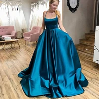 blue prom dress spaghetti straps cross backless evening formal party wear 2021 robe de soir%c3%a9e de mariage
