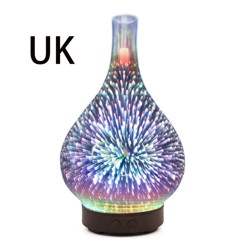 

Essential Oil Diffuser Humidifier 100ML Glass Aromatherpy Diffusers 7 Color LED Lights Changing for Home Bedroom Office8DF