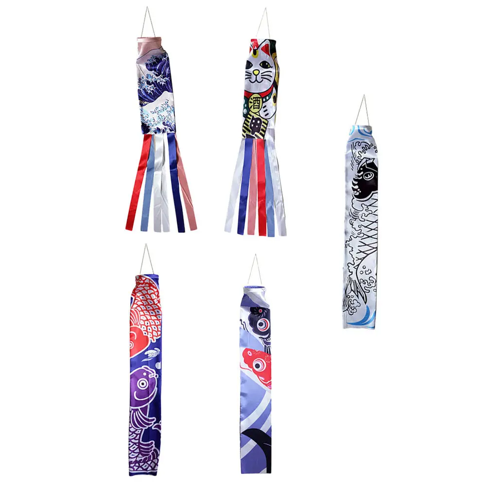 

5pcs Hanging Carp Windsock Japanese Restaurant Flag Garden Decorative Flag