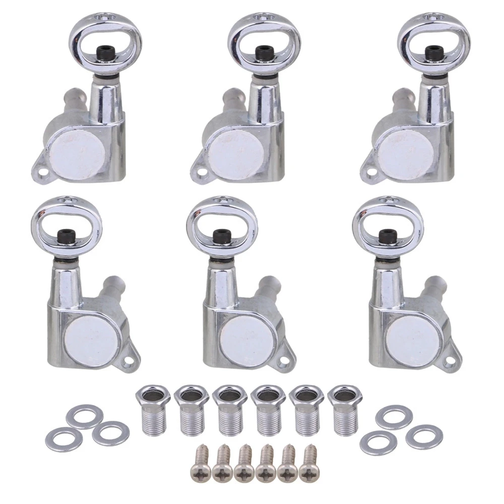 6x Chrome 4x3.7cm 3L3R Folk Guitar Parts Hollow Closed Tuning Peg | Спорт и развлечения