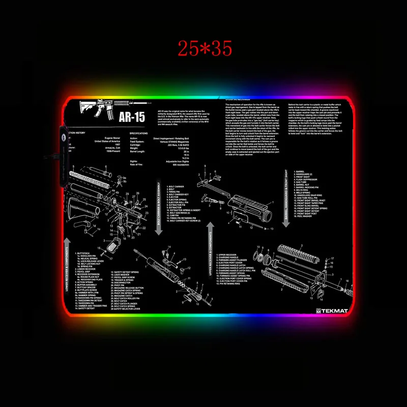 

Mairuige Gun Parts RGB Gaming Large Mouse Pad Gamer Led Computer with Backlight Carpet for Keyboard Desk Mat CSGO