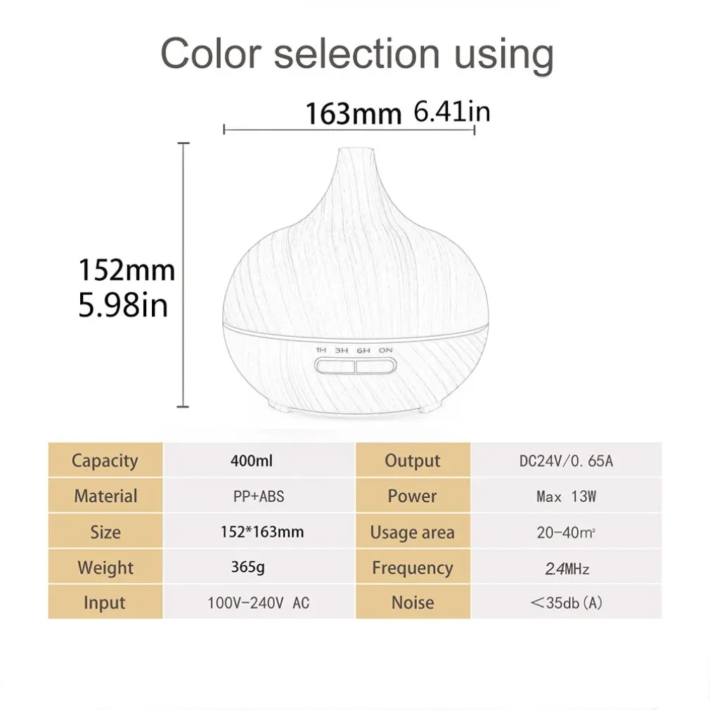 

Large Capacity Flavoring Machine 400Ml Wood Grain Aromatherapy Machine Tip Mouth Humidifier Diffuser Incense Burner