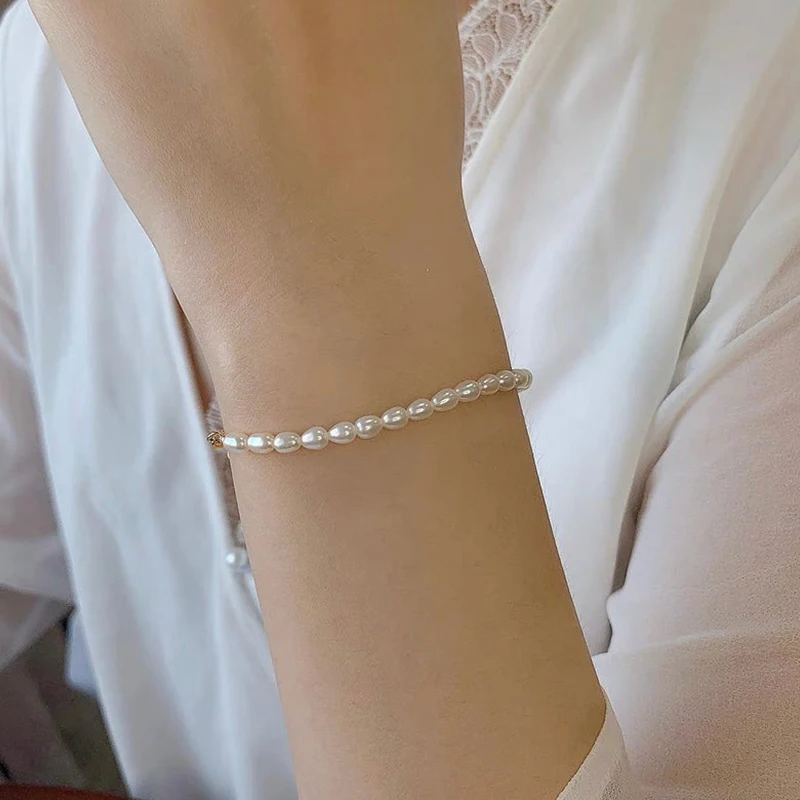 

Natural freshwater pearl bracelet, stainless steel gold bracelet, cute bracelet, exquisite adjustable wedding bracelet
