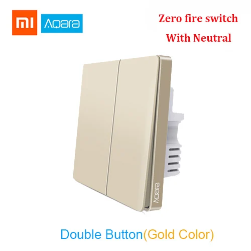 with neutral 2 Gold Xiao mi настенный выключатель Aqara ZigBee умный светильник Настенные переключатели без нейтральной пожарной проволоки светильник с дистанционным управлением беспроводной ключ реле mi Home - Цвет: with neutral 2 Gold