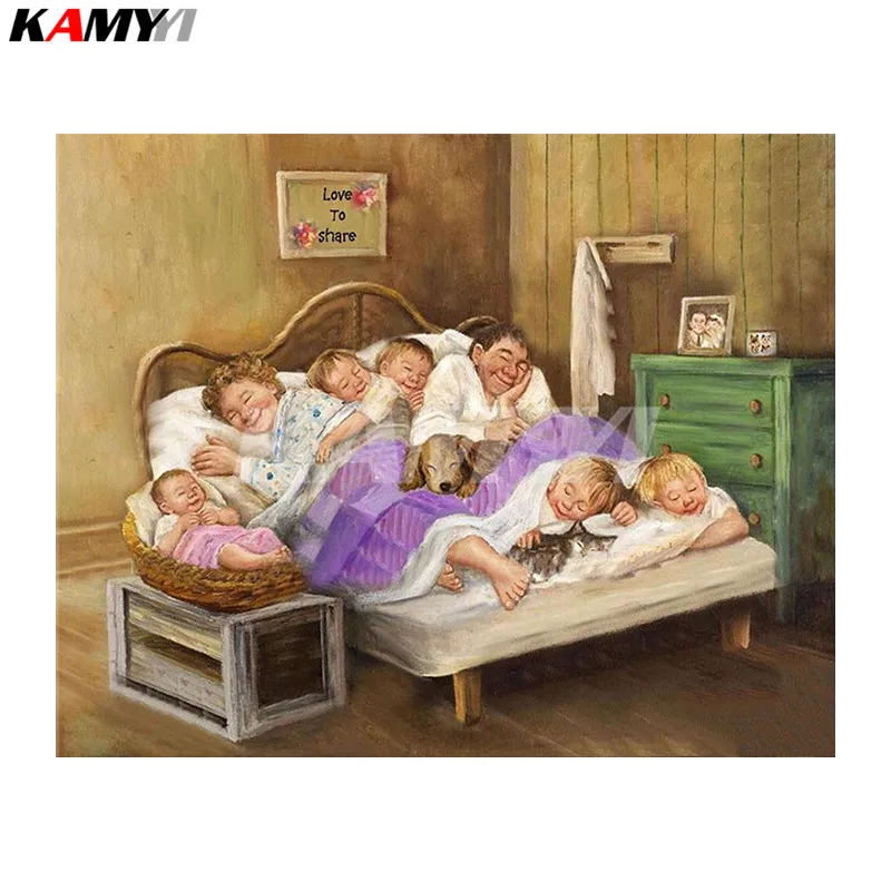 

Diamond Embroidery family sleeping Handmade Mosaic Diy Diamond Painting Cross Stitch Pattern Full Drill Home Decor DD