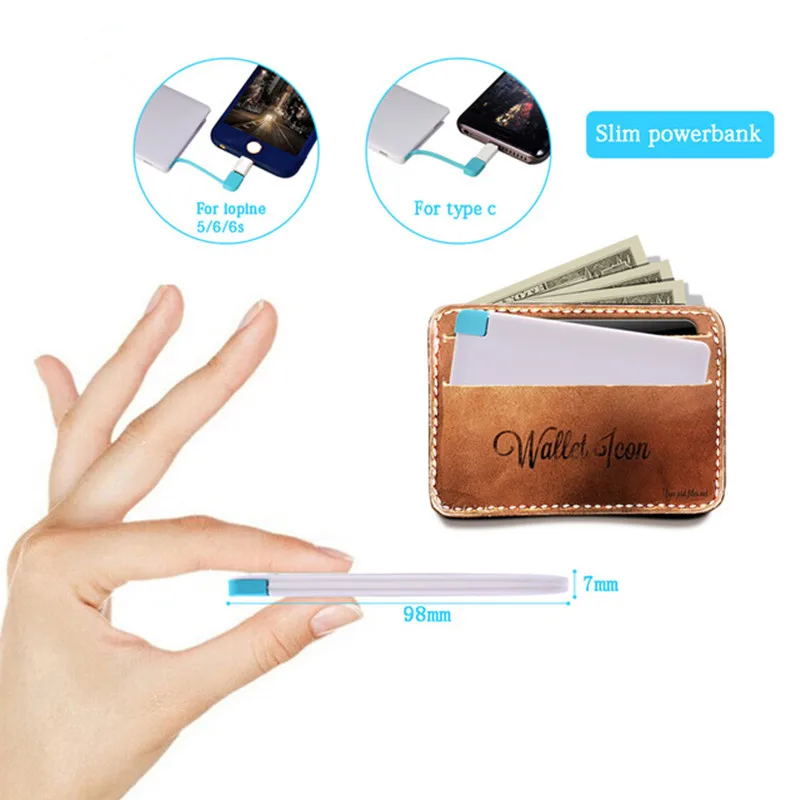 Ультратонкий внешний аккумулятор 2 в 1 3000 мАч портативное тонкое зарядное