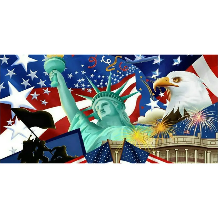 5d полноразмерная квадратная/круглая алмазная живопись флаг США орла пейзаж