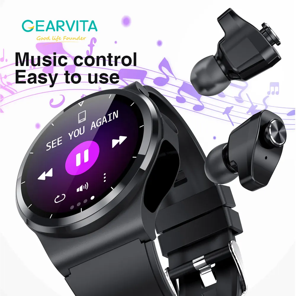 Смарт часы GEARVITA GT69 TWS наушники пульсометр артериальное давление кислород BT