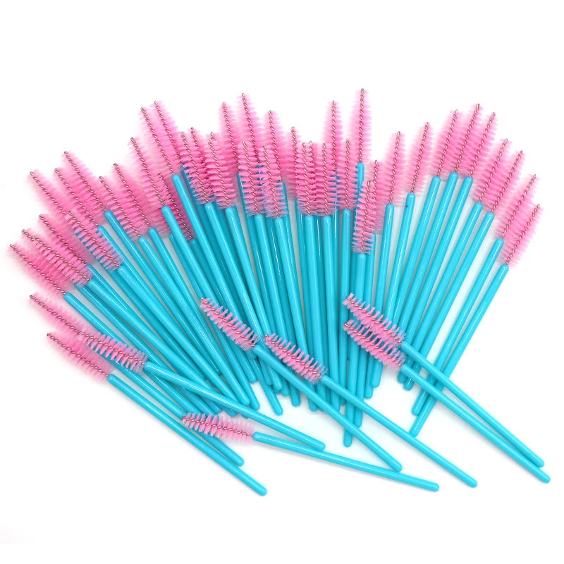 blue pink 1000 шт/партия одноразовые щеточки для туши для ресниц Аппликаторы Силиконовые кисти для наращивания ресниц одноразовые кисти для макияжа - Handle Color: blue pink