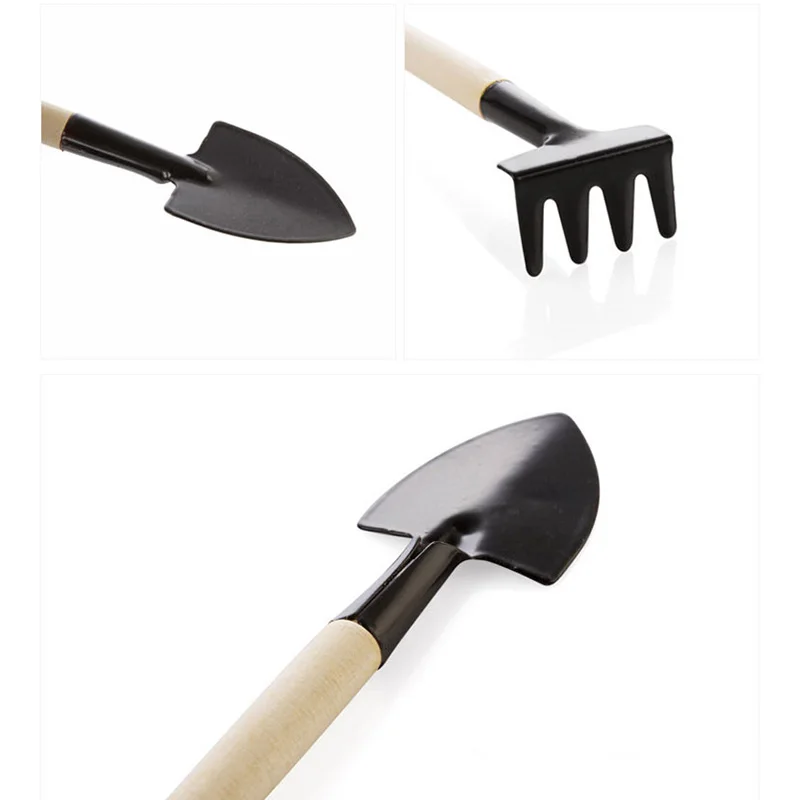 

3pcs/set Mini Shovel Rake Set Wooden Handle Metal Head Shovel for Flowers Potted Plants Mini Garden Tool Seed Disseminators