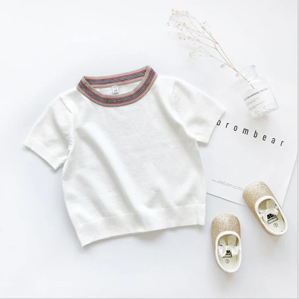 2019 брендовая Блузка для девочек весна-осень Детская рубашка топы с короткими