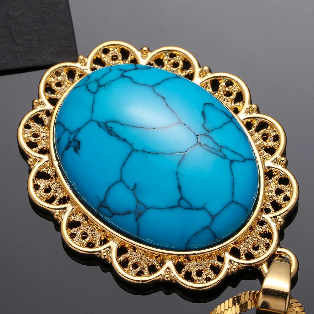 Кулон и ожерелье с синим драгоценным камнем для женщин Средний Восток