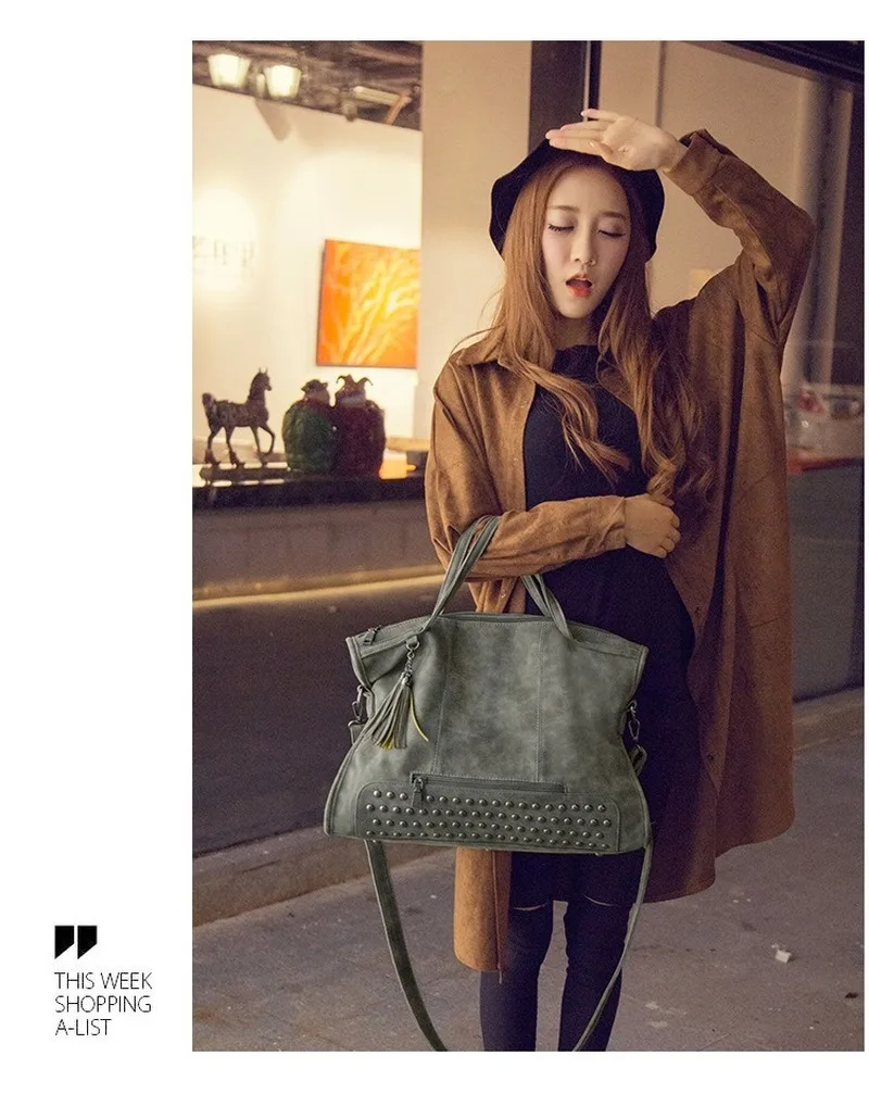 

2021 new fashion frosted large capacity female bag retro shoulder bag rivet messenger bag fashion messenger bag handbag
