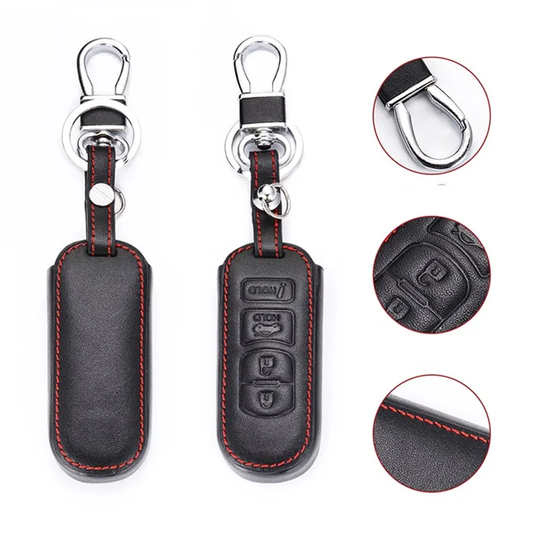 Кожаный чехол для автомобильных ключей, чехол Обложка кольцо для Mazda 3 6 MX-5 CX-5 CX-7 CX-9 SCION IA 4 кнопки чехол дистанционного брелока брелок