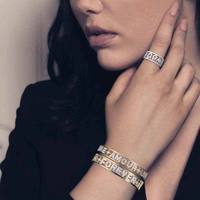 Модное очаровательное Стерлинговое Серебро копия 1:1 желтое серебро 'Love'