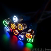 12161922mm waterproof metal push button switch led light momentary latching car engine power switch 5v 12v 24v 220v red blue