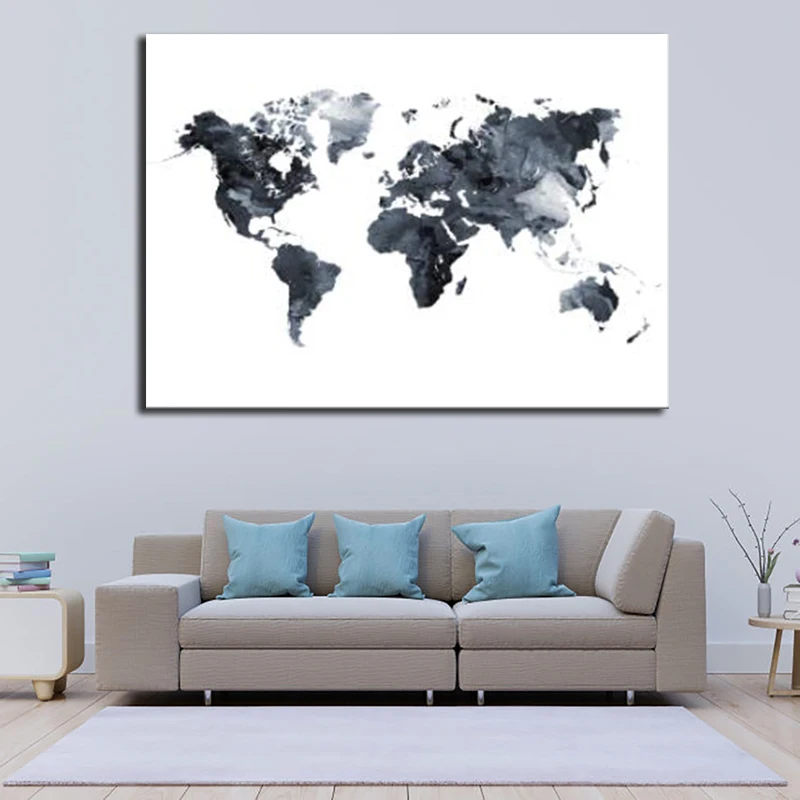 Карта мира акварелью постер картина для гостиной Холст Картина и принты Куадрос