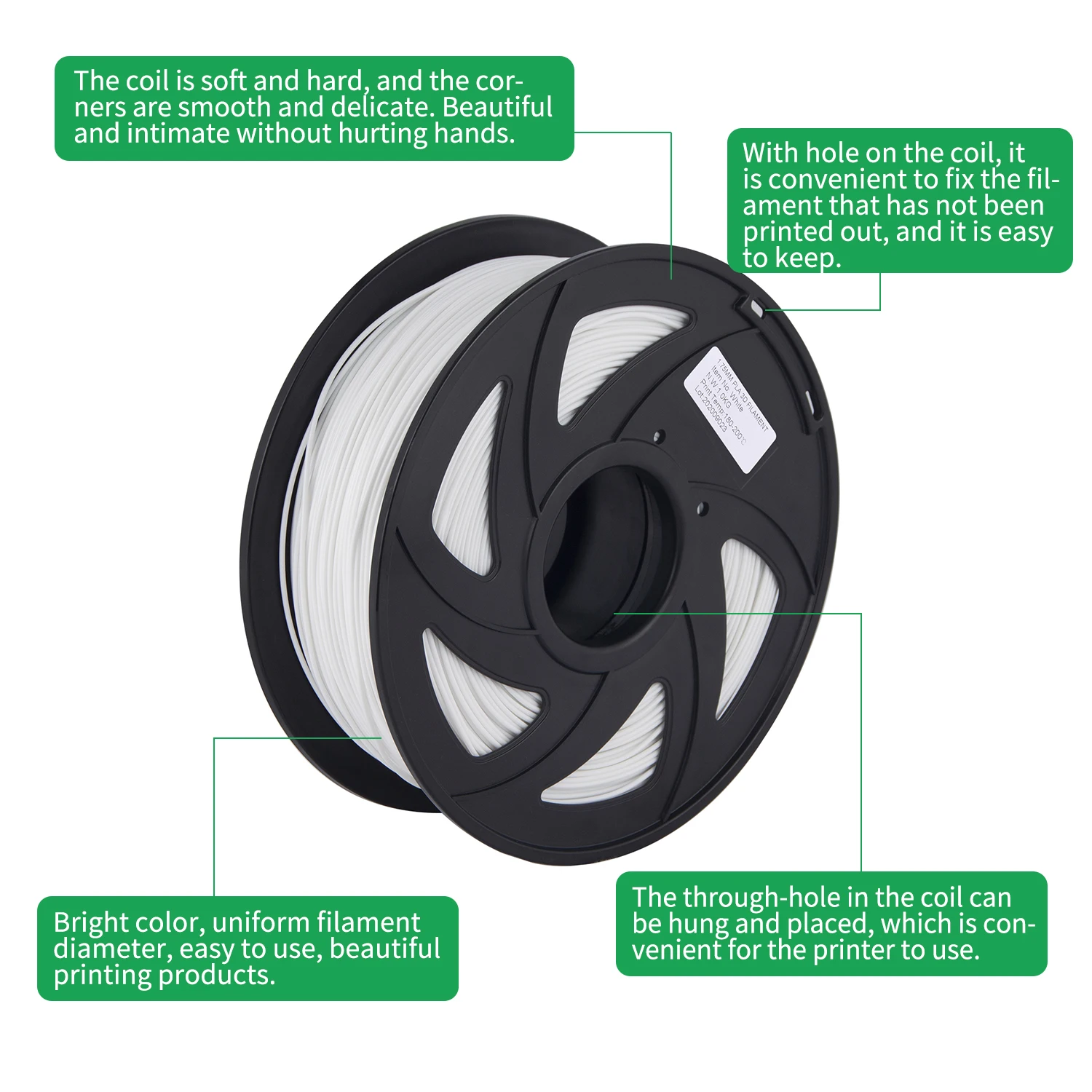 PLA 3D Printer Filament Eco-Friendly Printing Consumables 1.75mm Diameter 1kg(2.2lbs) Spool Dimensional Accuracy +/- 0.05mm | Компьютеры и