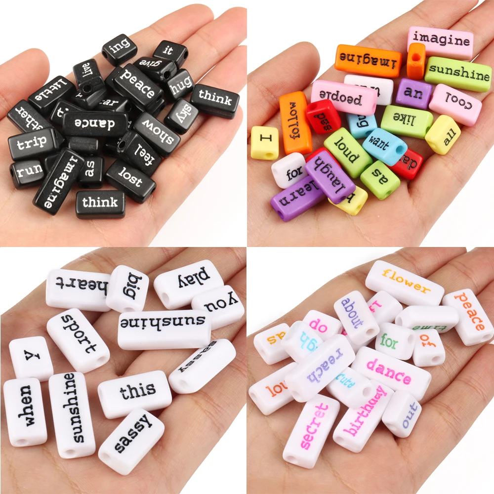 

Mixed Letter Acrylic Beads Various Words Loose Spacer Beads for Jewelry Making Diy Charms Bracelet Accessories 20pcs/lot