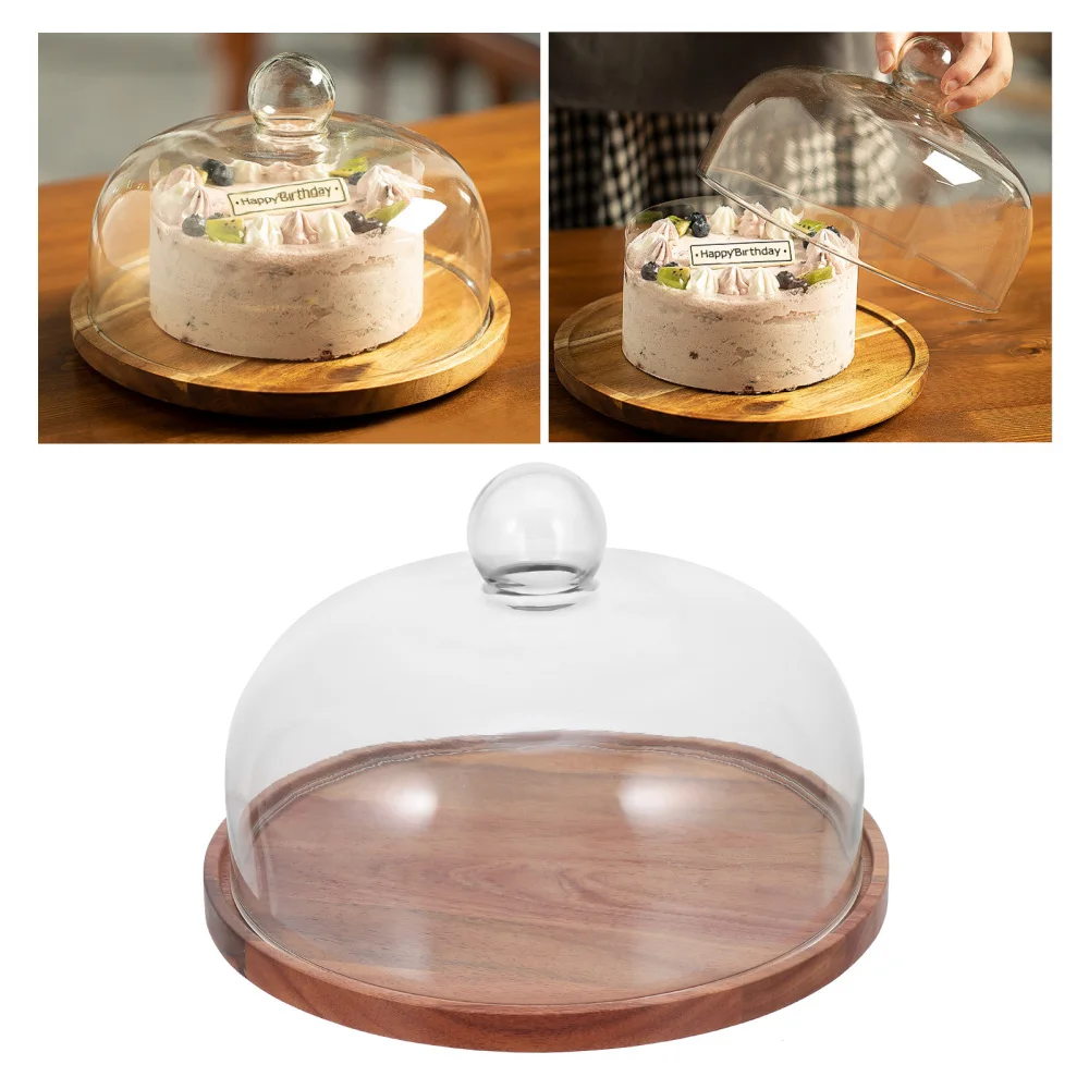 

1 Set Transparent Cake Cover Dust-proof Dessert Cover Glass Food Dome with Base