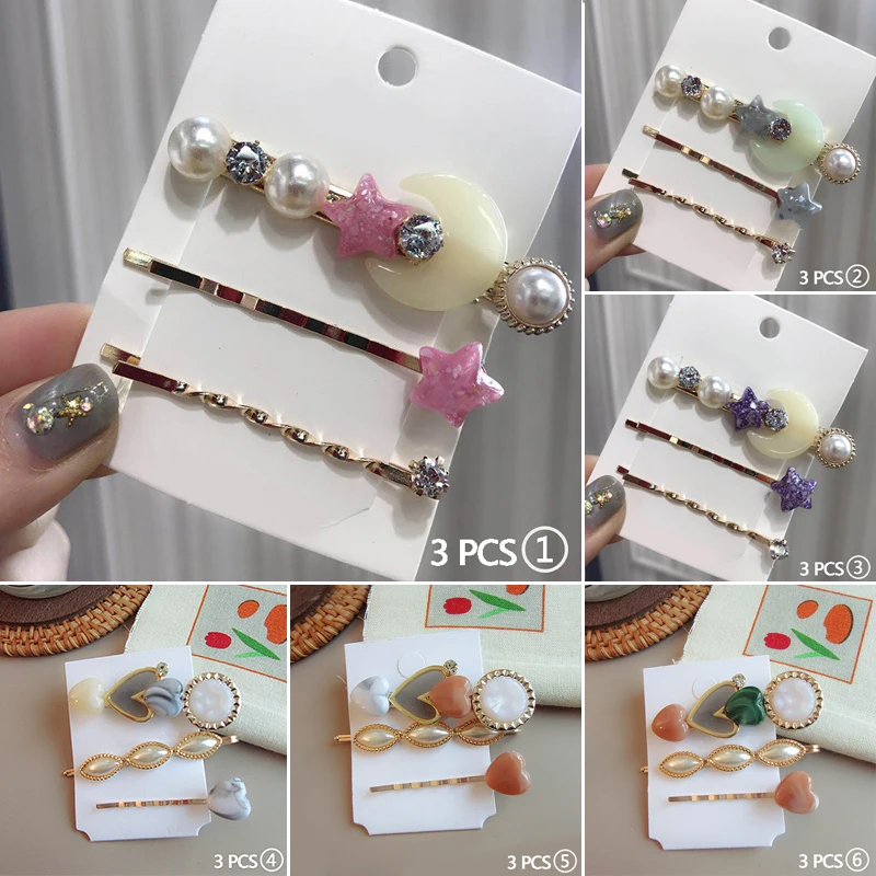 2/3 шт./компл. леди модная с кристаллами и жемчугом геометрический Заколки для