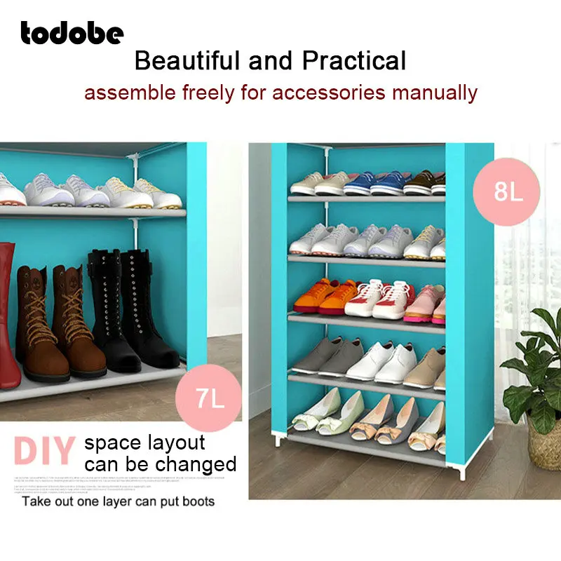 Нетканая тканевая стойка для обуви многослойная Простая установка дома и