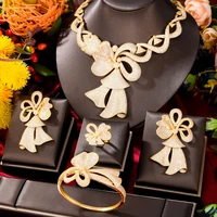siscathy exclusive design full micro cubic zircon wedding jewelry set for women luxury necklace earrings bangle bracelet rings