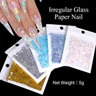 5g голографические Необычные Блестки для ногтей, конфеты, стеклянные бумажные Блестки для ногтей, цветные квадратные блестки для ногтей, мощность, искусственное украшение