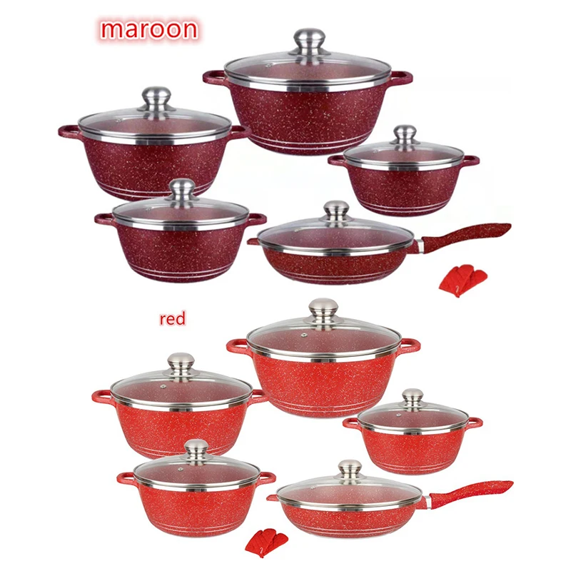 Набор посуды с антипригарным покрытием 12 шт./компл. набор кастрюль и сковород из