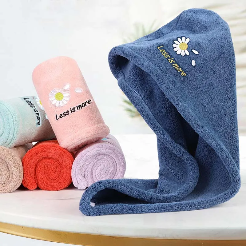 

Coral fleece Hair Drying Cap Extrame Soft Ultra Absorbent Fast Drying Hair Turban Towels Thick Fluffy Shower Cap for Girls Women