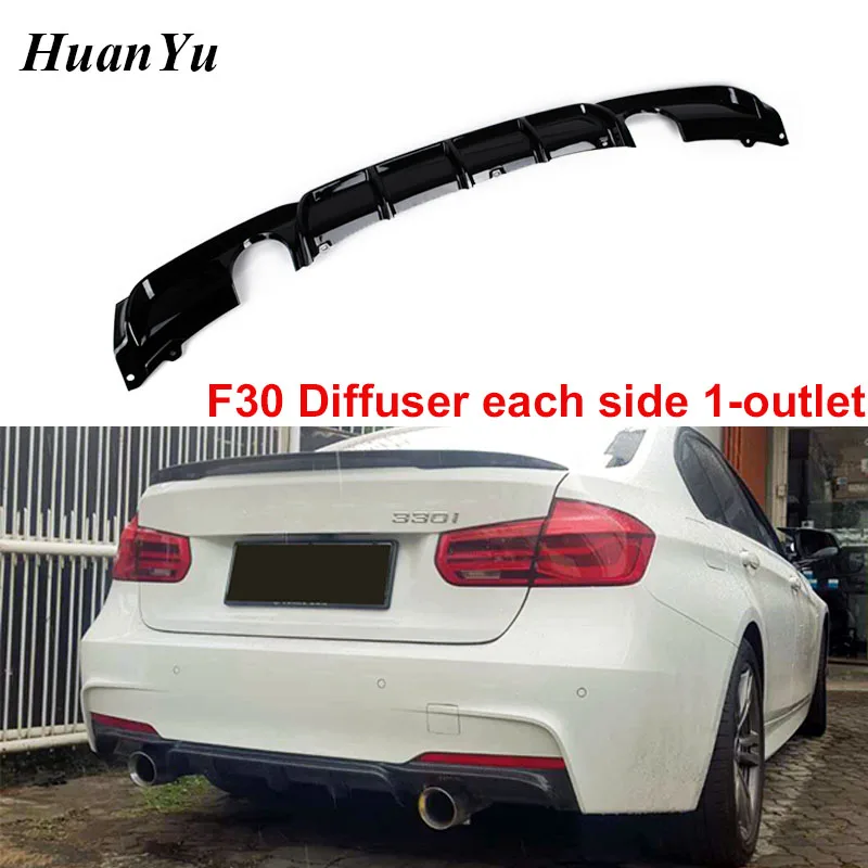 Диффузор для заднего бампера F30 Sport Edition 1 розетка BMW 3 серии АБС глянцевый и матовый
