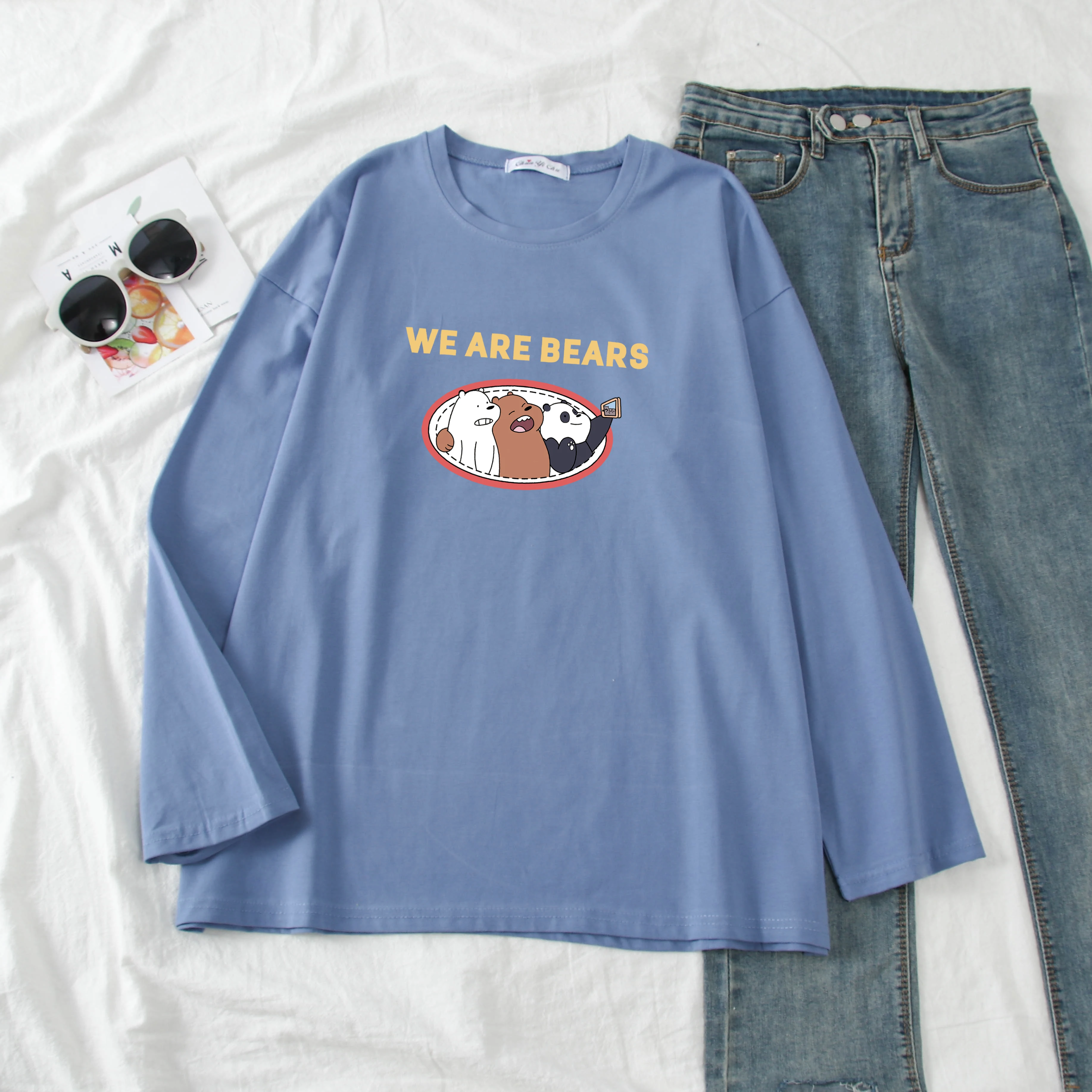 Хлопковая футболка с длинным рукавом простая Модная рубашка осенняя Футболка