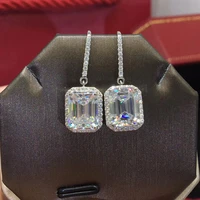 luxury jewelry dainty square geometry creative drop earrings inlay aaa crystal zircon womens engagement party fashion earrings