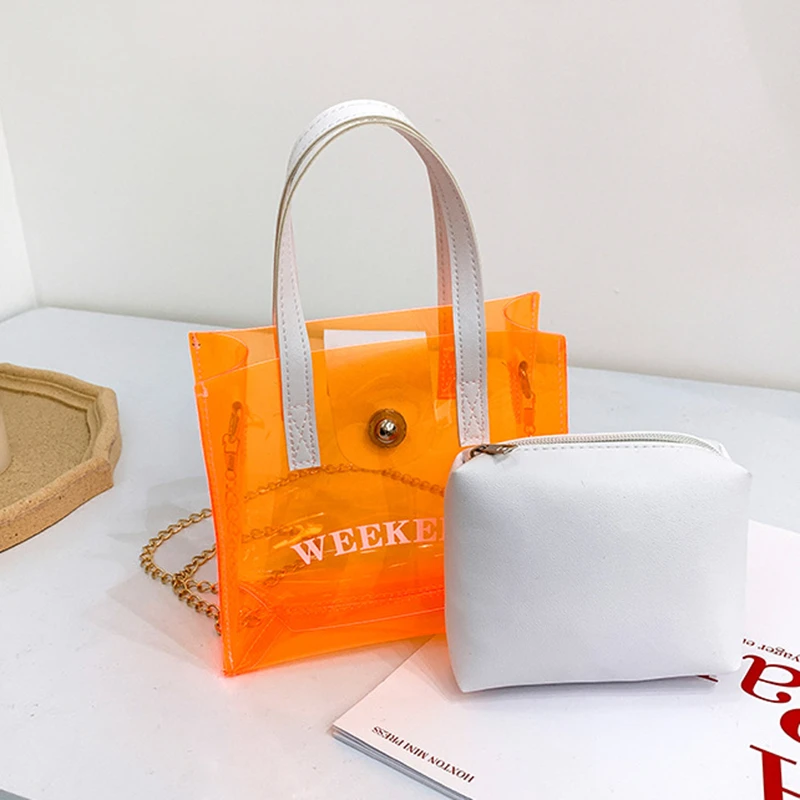 

New Design Luxury Handbag Women Transparent Bucket Bag Clear PVC Jelly Small Shoulder Bag Female Chain Crossbody Messenger Bags
