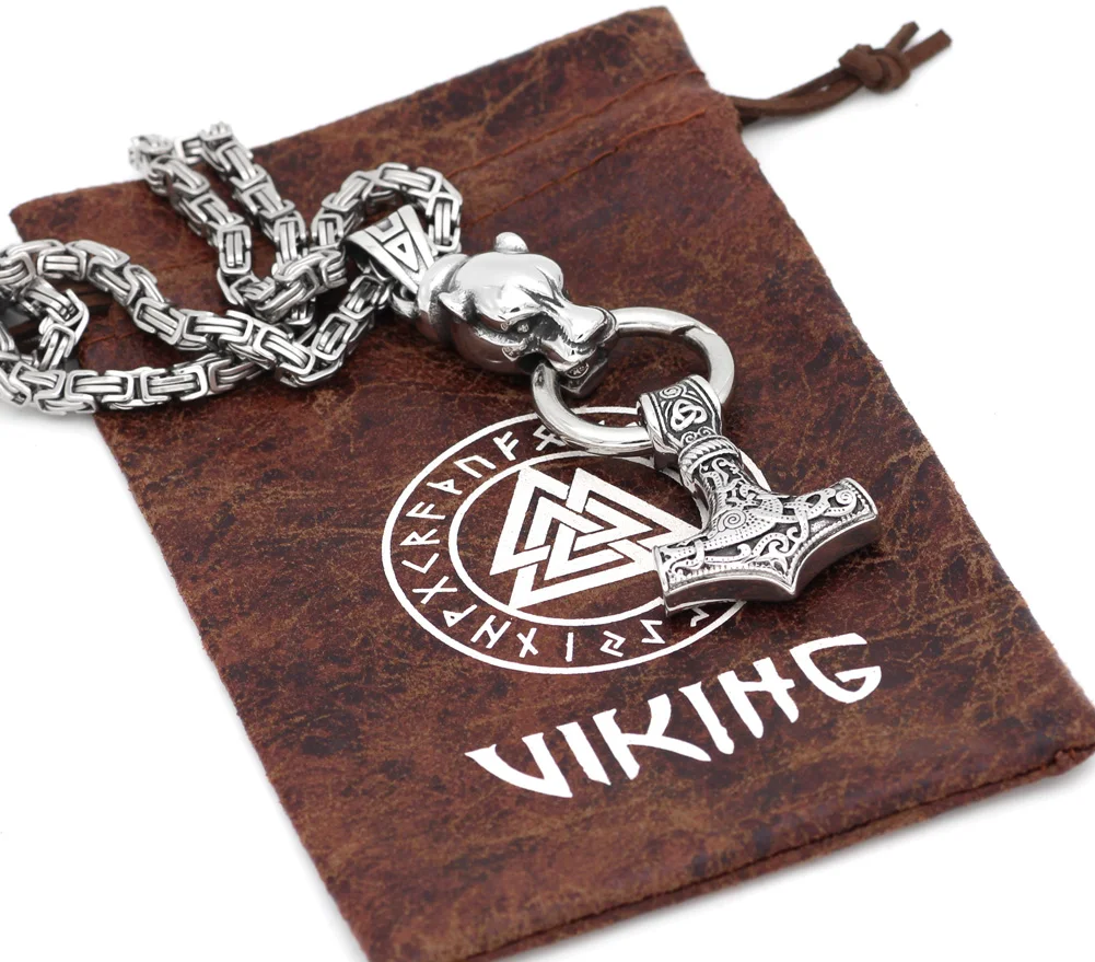 Мужская голова Волка odin из нержавеющей стали с молотком thor MJOLNIR амулет узелком