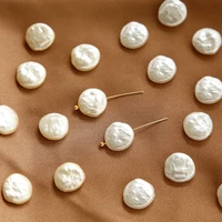baroque irregular flat round acrylic imitation pearl axial film loose beads earrings diy accessories jewelry making supplies