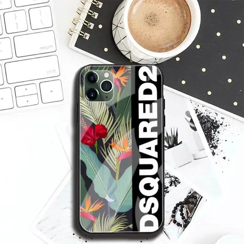 

Maple Leaf DSQUARED2 DSQ2 ICON Phone Case Tempered Glass For Iphone6plus 6S 7 7plus 8 X XS XSmax XR 11 12 Pro Max 12mini