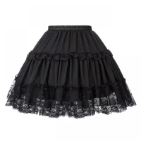 womens lolita skirts y2k petticoat evening party gothic underskirt vintage elastic waist 2 loop ruffles crinoline mini skirt