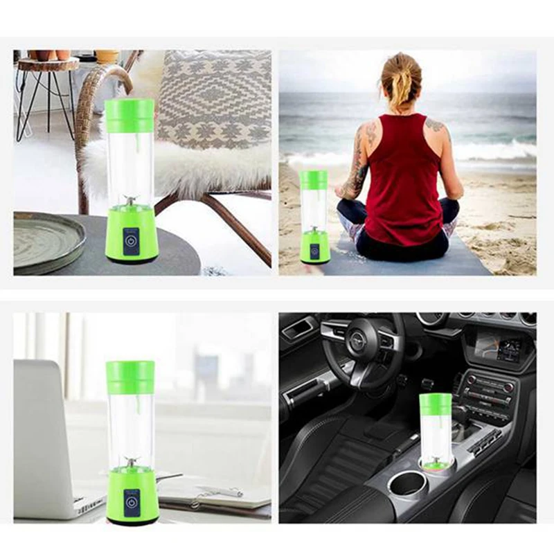 

2 Piece USB Rechargeable, Small Blender , Personal Size Blender Handheld Sized Travel Blender Juicer Cup 380ML