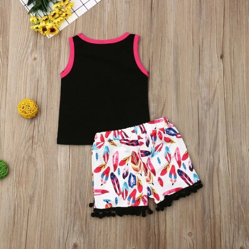 Unisex Toddler Infant Baby Girls Wild Free Letter Printed Clothes Vest Top + Shorts Summer Outfit Set | Детская одежда и обувь
