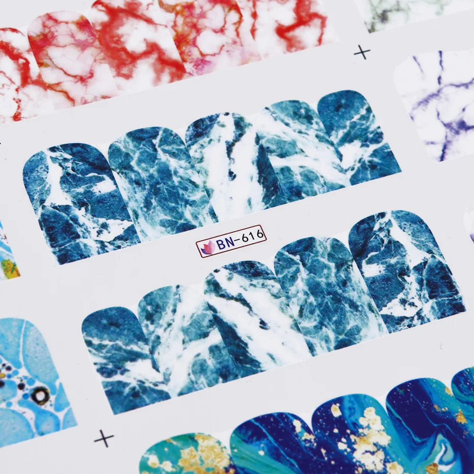 Наклейки для ногтей градиентные мраморные 1 шт. Переводные чернила черные полная