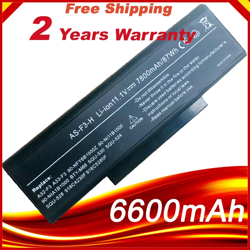 7800 мАч 9 ячеек ноутбук Батарея A32 F2 Z94 Z96 F3 для Asus Z53 S96 A9 MSI CBPIL48 CBPIL72|laptop battery|9 cell