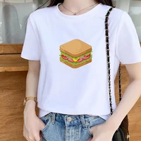 women graphic sandwich theme cartoon short sleeve spring summer lady clothes tops clothing tees print female tshirt t shirt