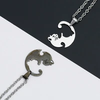 fashion cute animal cat pendant charm necklace pet lucky couple chain necklace jewelry for women man gifts